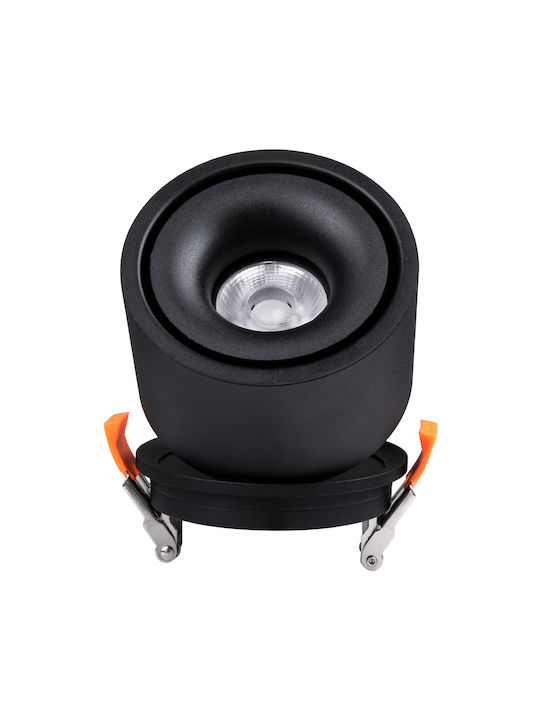 GloboStar Omega Round Metallic Recessed Spot with Integrated LED and Natural White Light Black 10x10cm. 1pcs