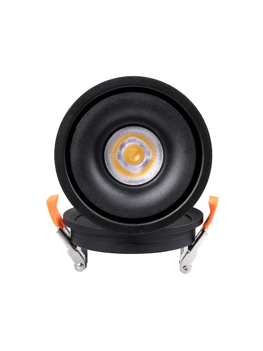GloboStar Omega Round Metallic Recessed Spot with Integrated LED and Natural White Light Black 10x10cm. 1pcs