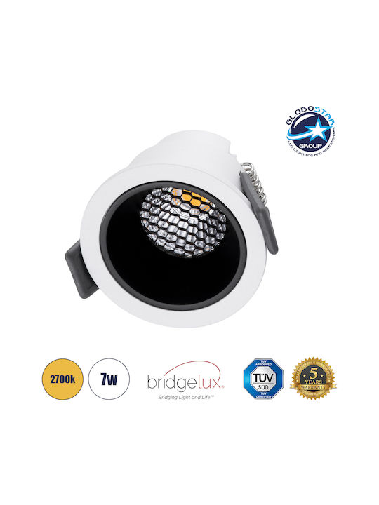 GloboStar Кръгла Металик Вграден Спот с Патрон Вграден LED Бял 6.4x6.4см. 1бр