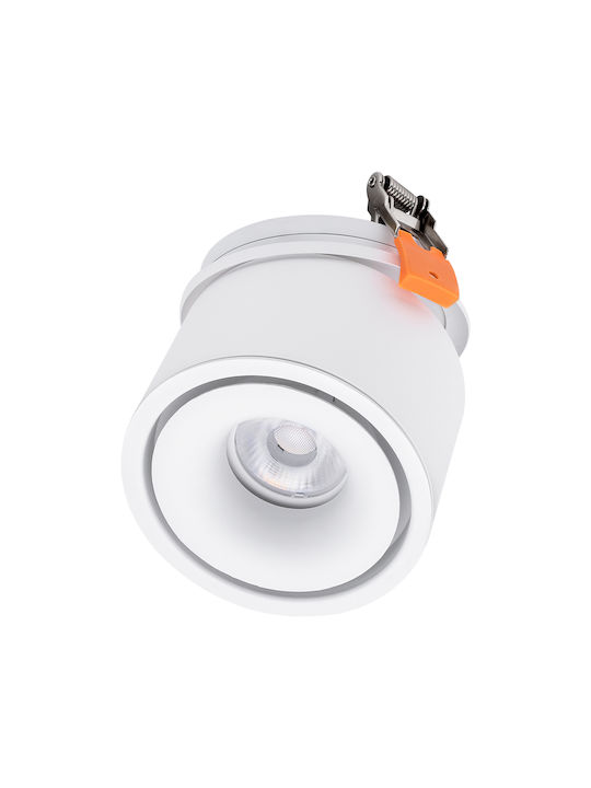 GloboStar Omega Rund Metallisch Einbau Spot mit integriertem LED und Natürliches Weißes Licht Weiß 10x10cm. 1Stück