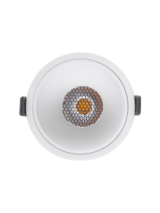 GloboStar Round Metallic Recessed Spot with Integrated LED and Natural White Light White 10.4x10.4cm. 1pcs