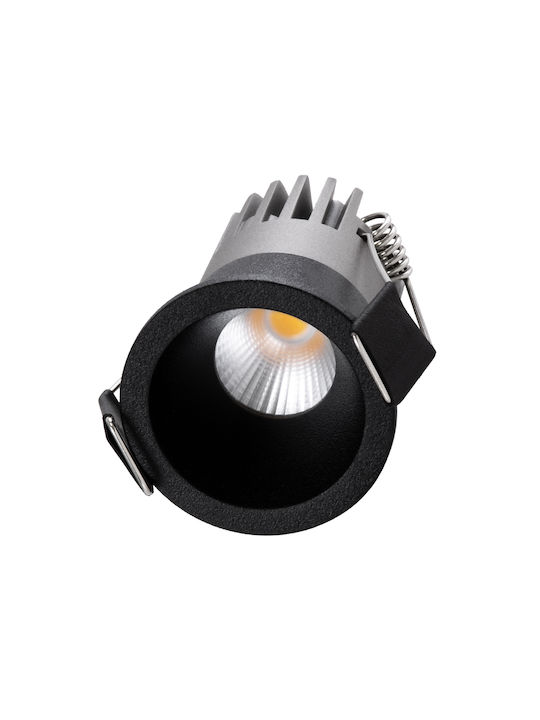 GloboStar Round Metallic Recessed Spot with Integrated LED and Natural White Light Black 4x4cm. 1pcs