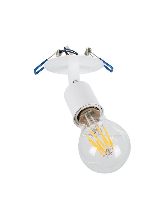 GloboStar Sara Rotund Metalic Spot Încorporat cu Soclu E27 Alb 8x8cm. 1buc