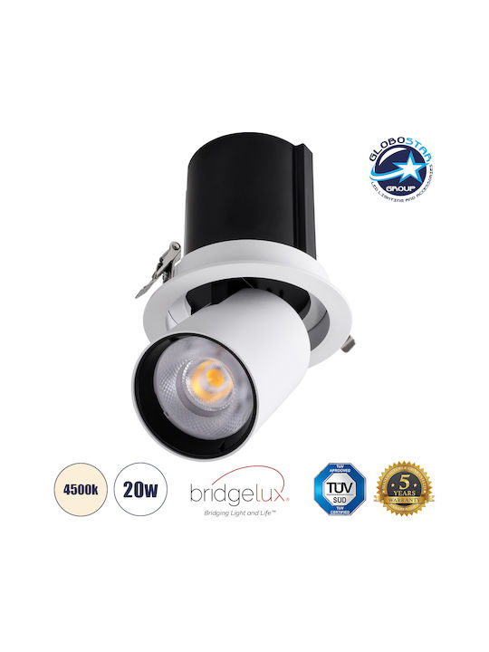 GloboStar Virgo-B Μονό LED Φυσικό Λευκό Σποτ σε Λευκό Χρώμα