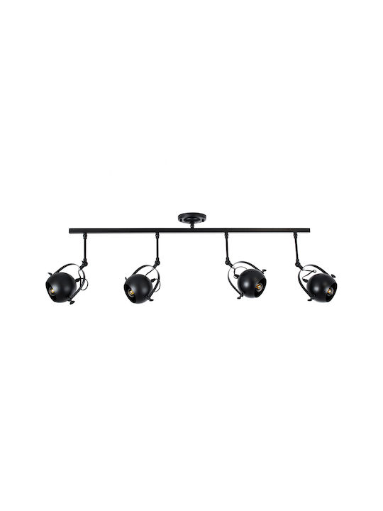 GloboStar Industrial Cannes Spot with 4 Lights and with Socket E27 in Black Color