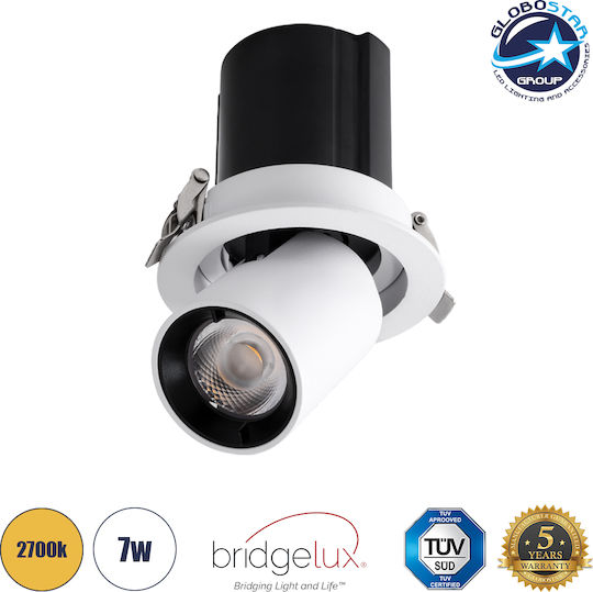GloboStar Virgo-S Μονό LED Θερμό Λευκό Σποτ σε Λευκό Χρώμα
