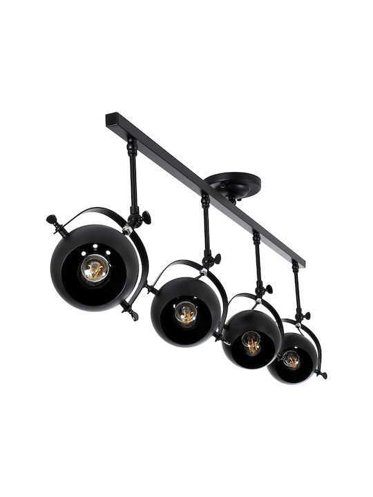 GloboStar Industrial Cannes Spot with 4 Lights and with Socket E27 in Black Color