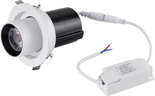 GloboStar Virgo-S Μονό LED Θερμό Λευκό Σποτ σε Λευκό Χρώμα