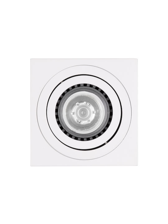 GloboStar AKIRA Square Single Spot with Socket GU10 in White Color