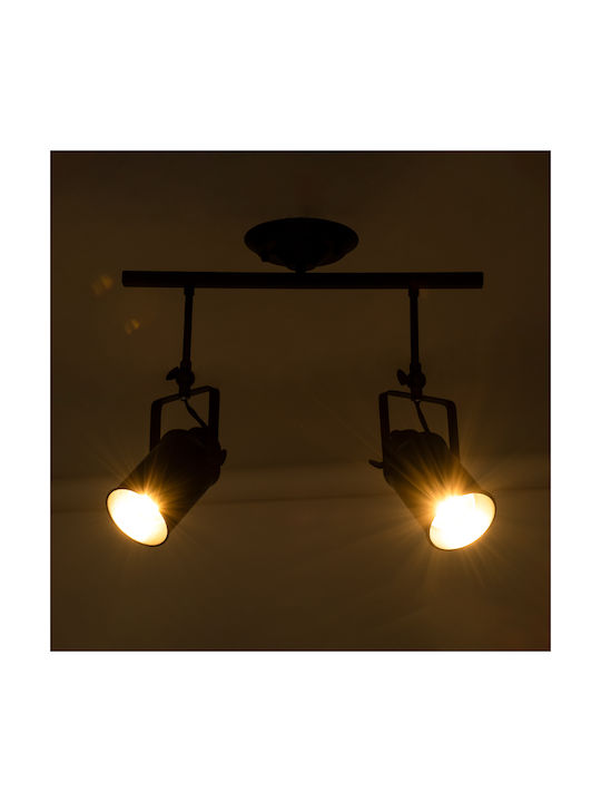GloboStar Industrial Hollywood Double Spot with Socket E27 in Black Color