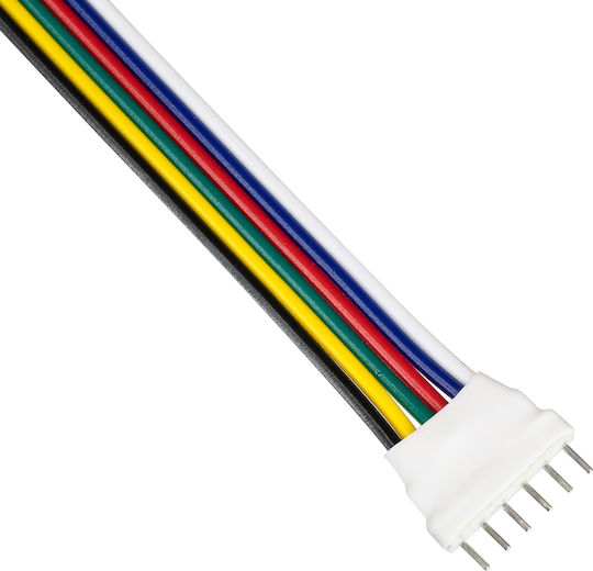 GloboStar Conector pentru benzi LED Cablu de conexiune RGB+CCT cu cablu de 15 cm și 6 pini 70744
