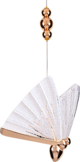 GloboStar Butterfly Κρεμαστό Φωτιστικό Ροζ Χρυσό LED 20x17x24εκ.