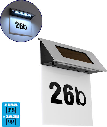 GloboStar Wall Mounted Solar Light House Number 1W 100lm Cold White 6000K with Motion Sensor and Photocell IP65