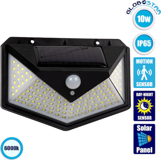 GloboStar Wall Mounted Solar Light 10W 1000lm Cold White 6000K with Motion Sensor and Photocell IP65