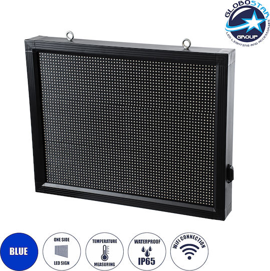 GloboStar Επιγραφή LED Μονής Όψης Αδιάβροχη 72x56cm Μπλε