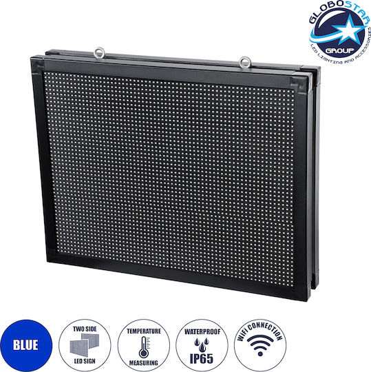 GloboStar Επιγραφή LED Διπλής Όψης Αδιάβροχη 70x54.5cm Μπλε