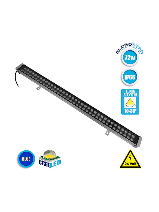 GloboStar Außenleuchte LED Wall Washer 72W mit Blau Licht IP66 Silber