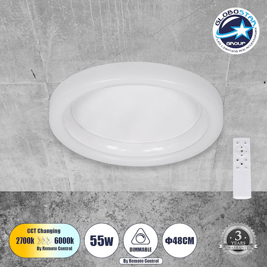 GloboStar Ariana Ceiling Mount Light 48cm White with Integrated LED and Remote Control