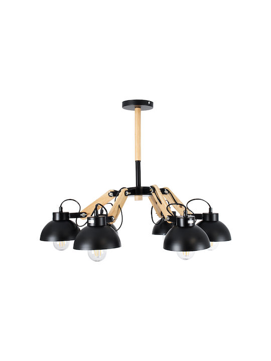 GloboStar Oldschool Pendant Light Black Bell for 6 Bulbs E27 75x75x40cm