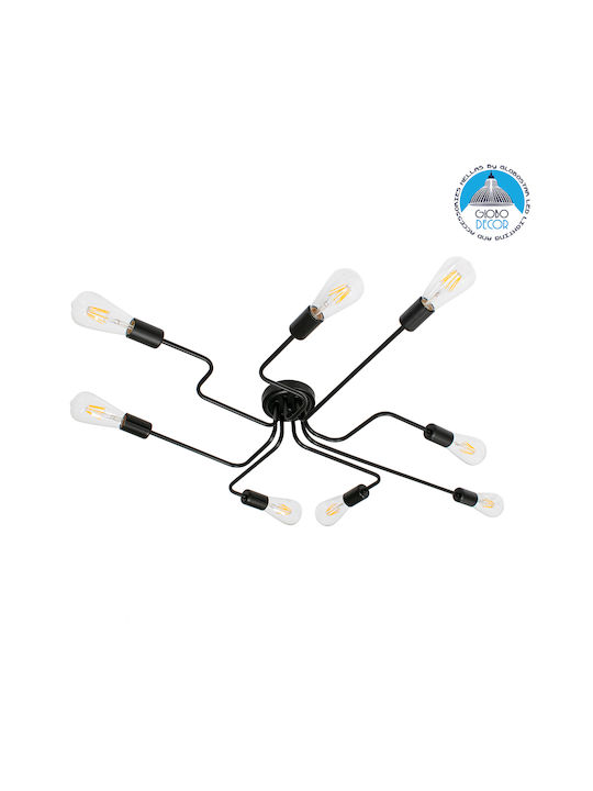 GloboStar Liberta Ceiling Mount Light 102cm Black with Socket E27
