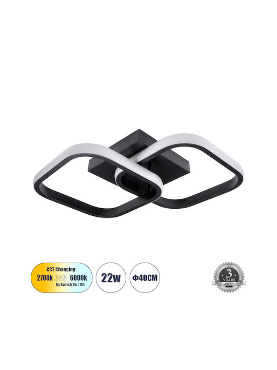 GloboStar Nora Ceiling Mount Light 40cm Black with Integrated LED
