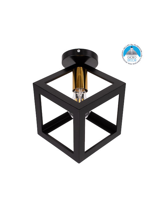 GloboStar Cube Ceiling Mount Light 25cm Black with Socket E27
