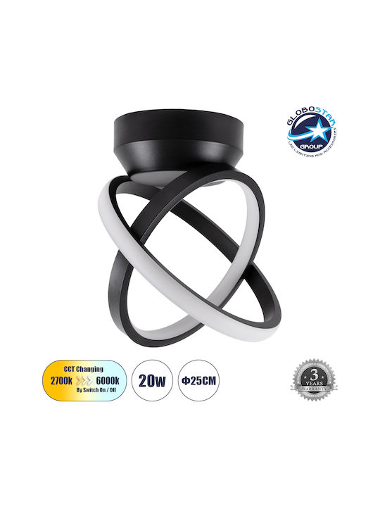 GloboStar Amelia Ceiling Mount Light 24.5cm Black with Integrated LED and Remote Control