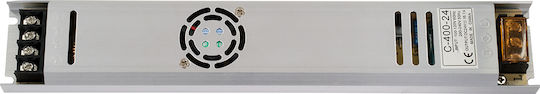 GloboStar Adjustable Dimmable LED Power Supply IP20 Power 400W with Output Voltage 24V 31x5.4x2.3cm 16.7A