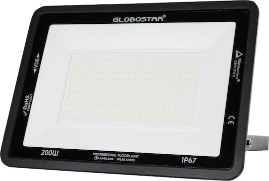 GloboStar Atlas Waterproof LED Floodlight 200W Warm White 2700K IP67