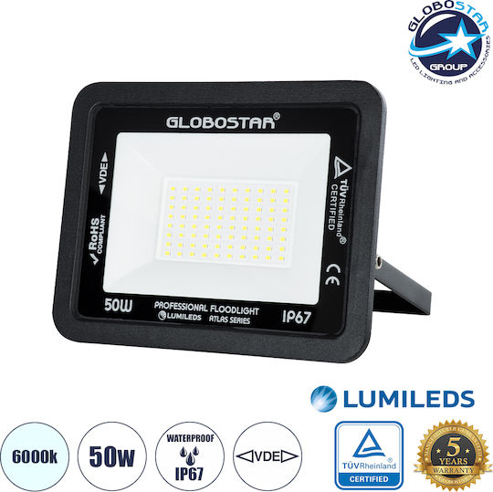 GloboStar Atlas Waterproof LED Floodlight 50W Cold White 6000K IP67