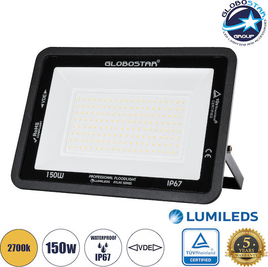 GloboStar Atlas Waterproof LED Floodlight 150W Warm White 2700K IP67