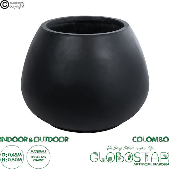GloboStar Colombo Саксия Полиестер Черен 60x60x45εκ.
