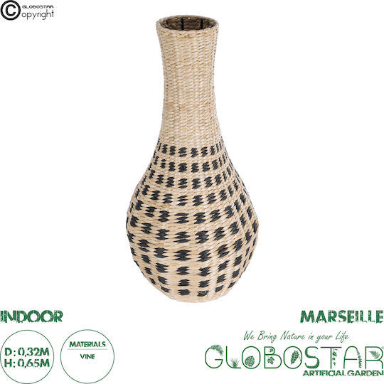 GloboStar Decorative Vase Rattan Artificial Garden Marselle Beige Diameter 32cm x Height 65cm