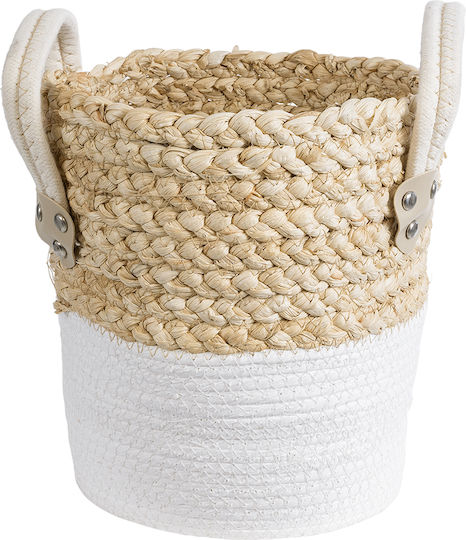 GloboStar Artificial Garden Nevada Planter Rattan Beige with Stand 23x23x23cm.