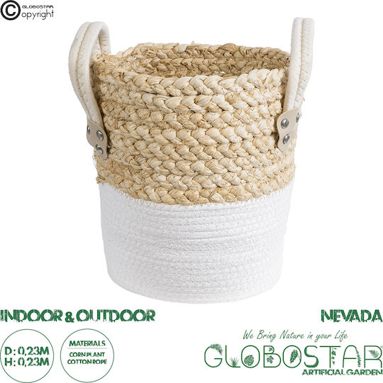 GloboStar Artificial Garden Nevada Planter Rattan Beige with Stand 23x23x23cm.