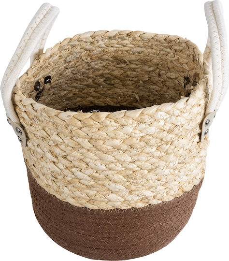 GloboStar Artificial Garden Carolina Planter Rattan Beige with Stand 23x23x23cm.
