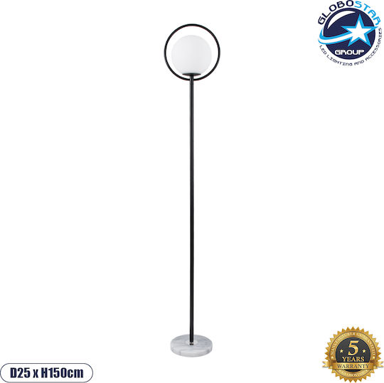 GloboStar Versailles Floor Lamp H150xW25cm. with Socket for Bulb E27 Black