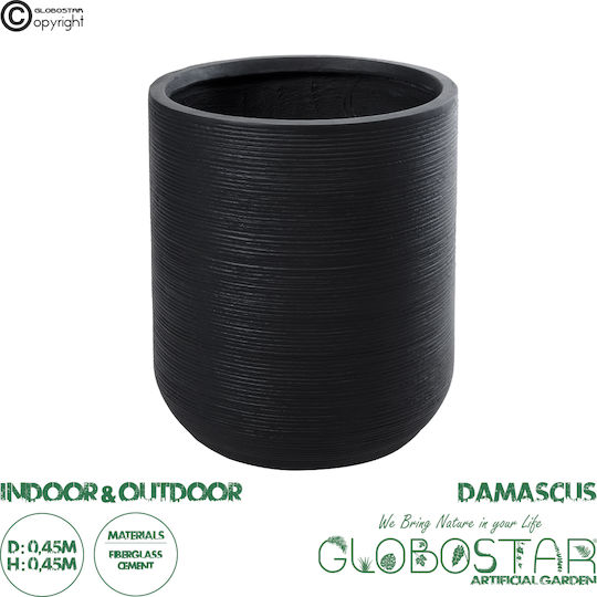 GloboStar Artificial Garden Damascus Саксия Полиестер Черен 45x45x45εκ.