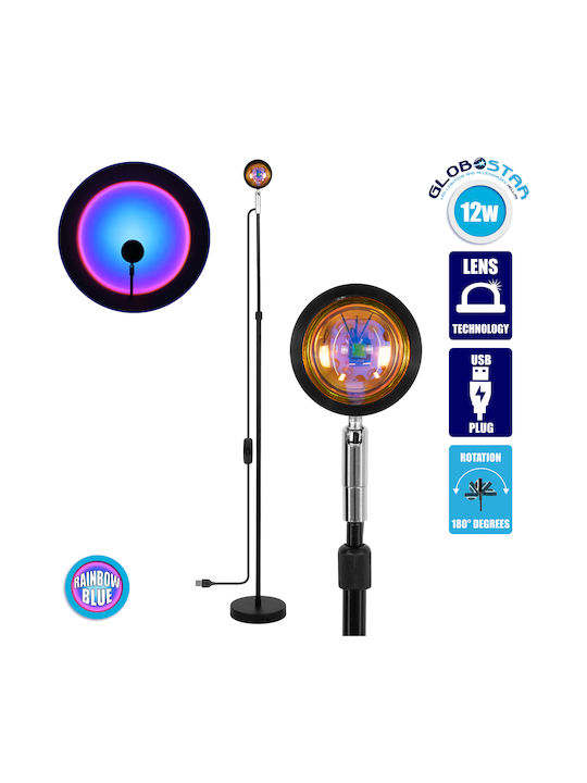 GloboStar Rainbow Blue 180° LED Floor Lamp H94xW87.5cm. with Adjustable White Light Black
