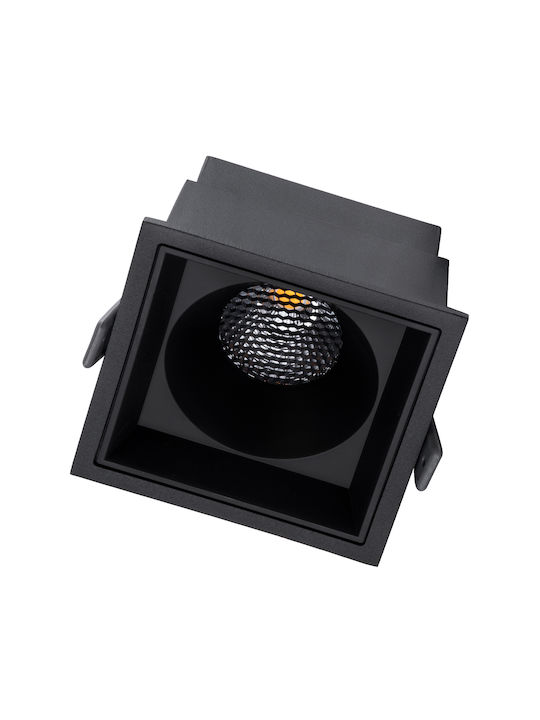 GloboStar Pluto B Pătrat Metalic Spot Încorporat cu LED Integrat și Lumină Alb Natural Negru 10.4x10.4cm. 1buc