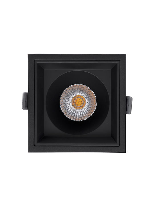 GloboStar Pluto B Pătrat Metalic Spot Încorporat cu LED Integrat și Lumină Alb Natural Negru 10.4x10.4cm. 1buc