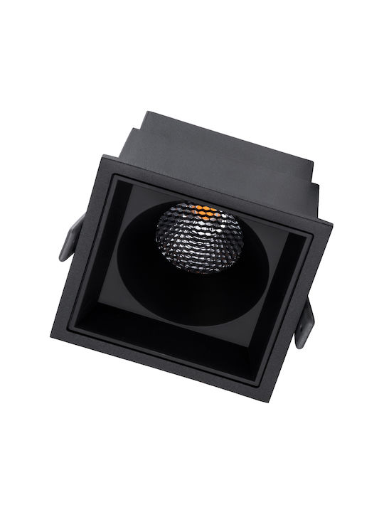 GloboStar Pluto B Square Metallic Recessed Spot with Integrated LED and Warm White Light Black 10.4x10.4cm. 1pcs