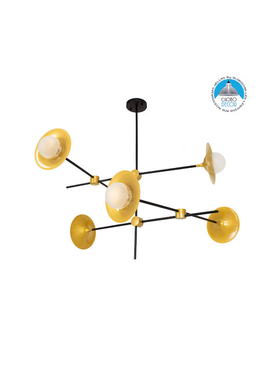 GloboStar Joliet Pendant Light Black Grid for 6 Bulbs G9 93x43x87cm