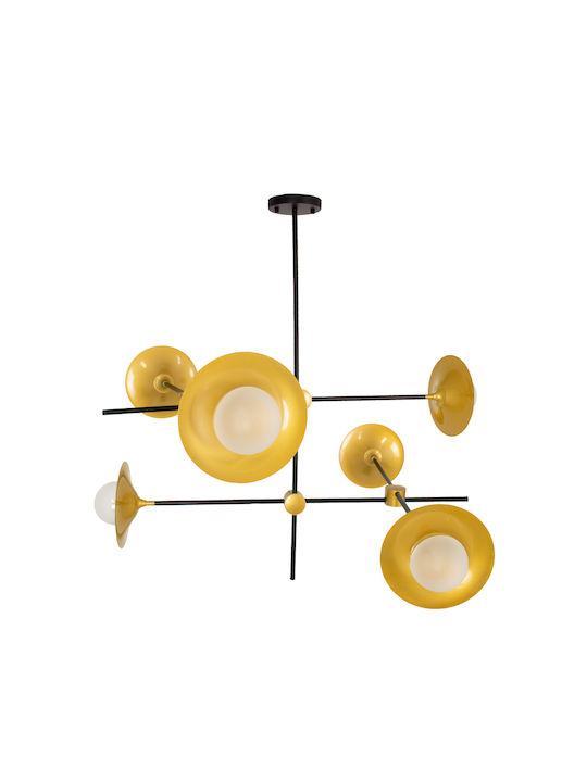 GloboStar Joliet Pendant Light Black Grid for 6 Bulbs G9 93x43x87cm