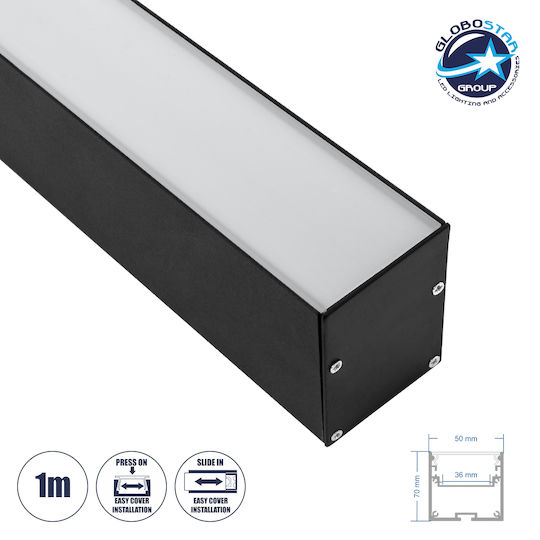 GloboStar Hanging LED Strip Aluminum Profile with Opal Cover 100cm
