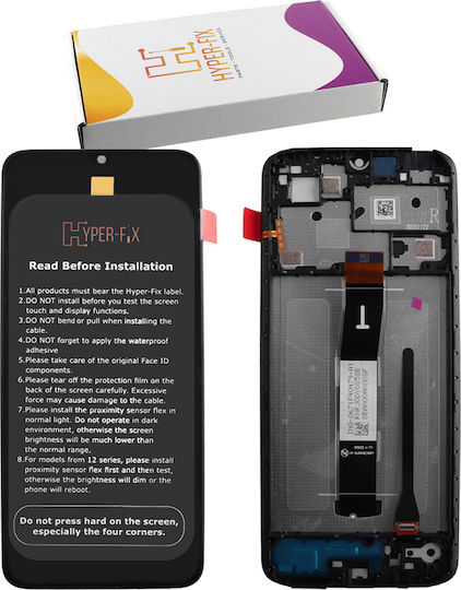 Hyper Fix Screen with Touch Mechanism and Frame for Xiaomi Redmi 12C (Black)