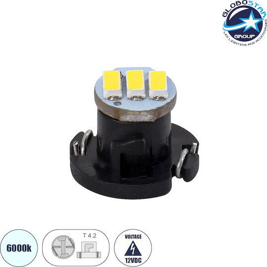 GloboStar Λάμπα Αυτοκινήτου T4/T4.2 LED 6000K Ψυχρό Λευκό 12V 0.6W 1τμχ