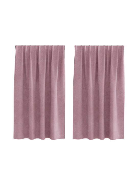 vidaXL Set Window Curtains With Pencil Pleat Pink 140x140cm