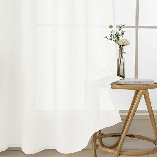 Beauty Home Κουρτίνα με Τρουκς Λευκή 140x270εκ.