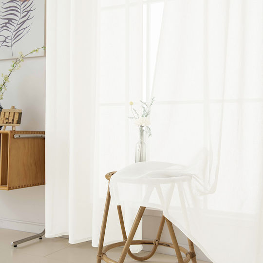 Beauty Home Κουρτίνα με Τρουκς Λευκή 140x270εκ.